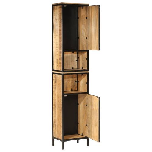 Armoire de salle de bain 40x27x180 cm fer et bois de manguier - Photo n°2; ?>