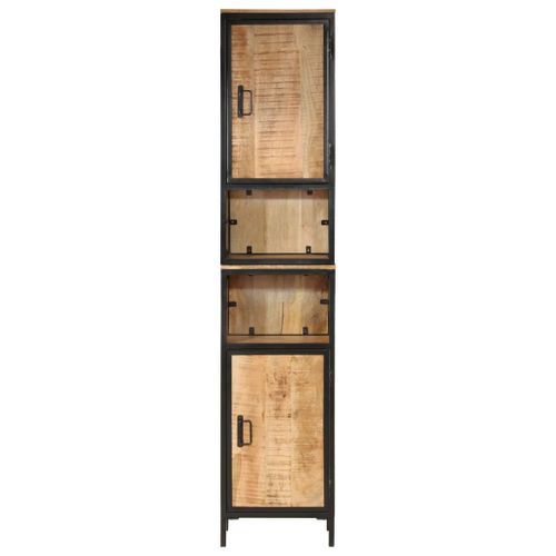 Armoire de salle de bain 40x27x180 cm fer et bois de manguier - Photo n°3; ?>