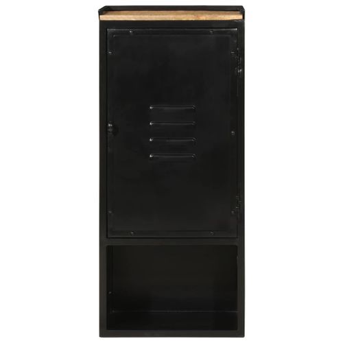 Armoire de salle de bain 40x27x90 cm fer et bois de manguier - Photo n°2; ?>