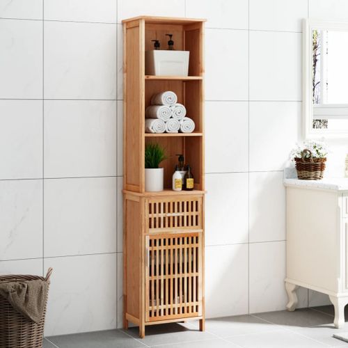 Armoire de salle de bain 42x29x182 cm Bois massif de noyer - Photo n°2; ?>