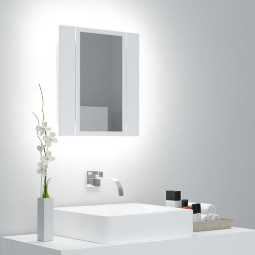 Armoire de salle de bain à miroir à LED Blanc 40x12x45 cm - Photo n°3; ?>