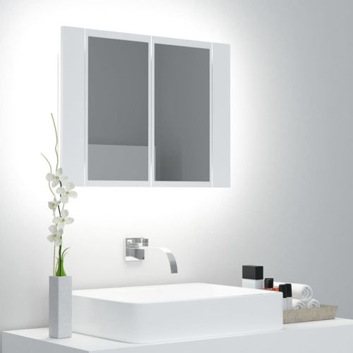 Armoire de salle de bain à miroir à LED Blanc 60x12x45 cm - Photo n°3; ?>