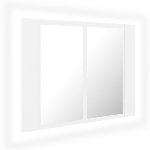 Armoire de salle de bain à miroir à LED Blanc 60x12x45 cm - Photo n°2; ?>