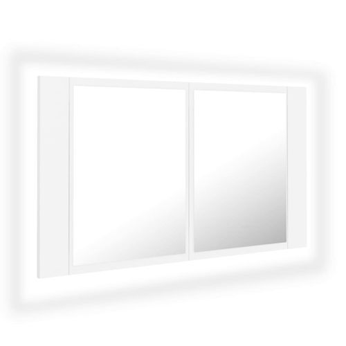 Armoire de salle de bain à miroir à LED Blanc 80x12x45 cm - Photo n°2; ?>