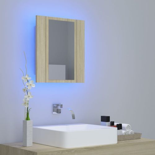Armoire de salle de bain à miroir à LED Chêne sonoma 40x12x45cm - Photo n°3; ?>