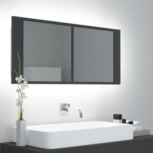 Armoire de salle de bain à miroir à LED Gris 100x12x45 cm - Photo n°3; ?>