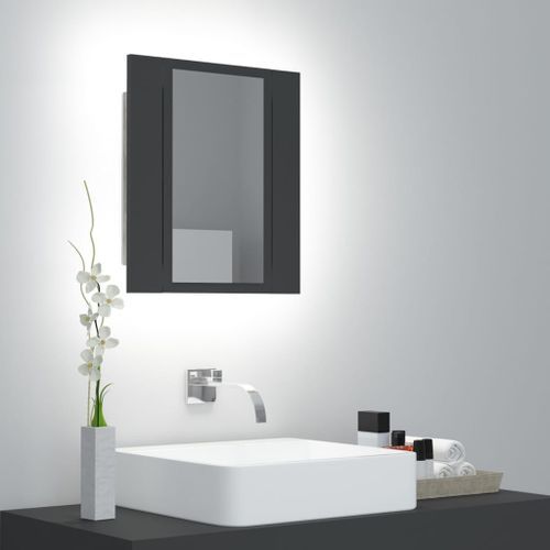 Armoire de salle de bain à miroir à LED Gris 40x12x45 cm - Photo n°3; ?>