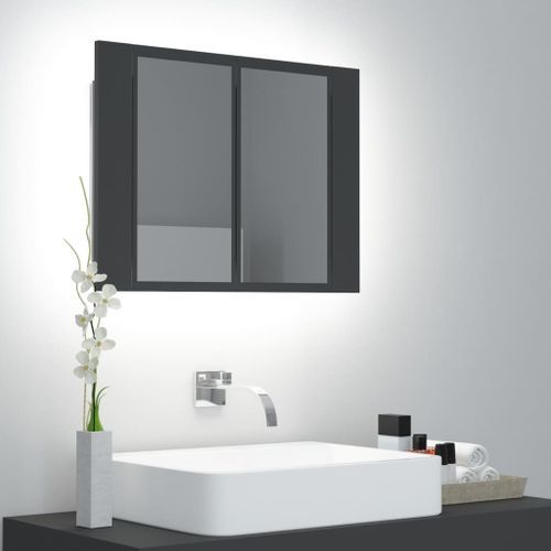 Armoire de salle de bain à miroir à LED Gris 60x12x45 cm - Photo n°3; ?>