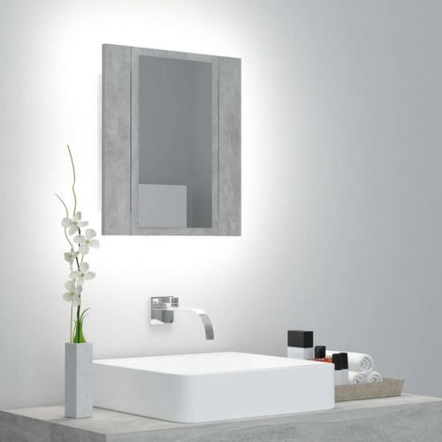 Armoire de salle de bain à miroir à LED Gris béton 40x12x45 cm - Photo n°3; ?>