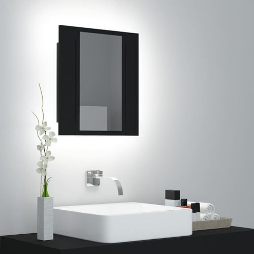 Armoire de salle de bain à miroir à LED Noir 40x12x45 cm - Photo n°3; ?>