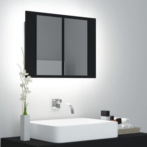 Armoire de salle de bain à miroir à LED Noir 60x12x45 cm - Photo n°3; ?>