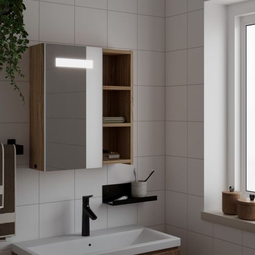 Armoire de salle de bain à miroir avec LED chêne 45x13x52 cm - Photo n°2; ?>