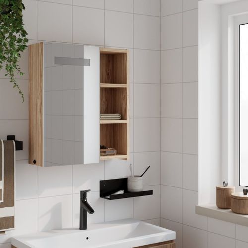 Armoire de salle de bain à miroir avec LED chêne 45x13x52 cm - Photo n°3; ?>