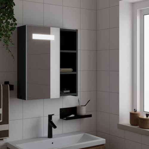 Armoire de salle de bain à miroir avec LED noir 45x13x52 cm - Photo n°2; ?>