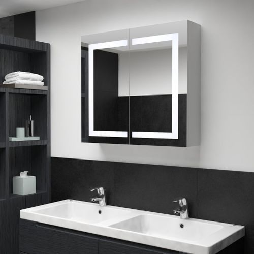 Armoire de salle de bain à miroir LED 80x12,2x68 cm - Photo n°2; ?>