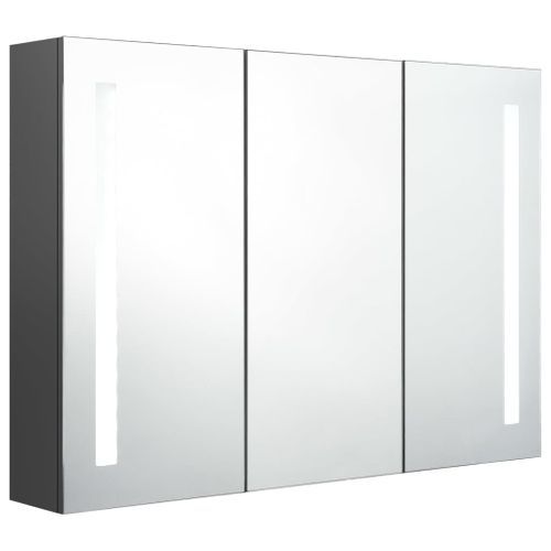 Armoire de salle de bain à miroir LED 89x14x62 cm Gris - Photo n°3; ?>