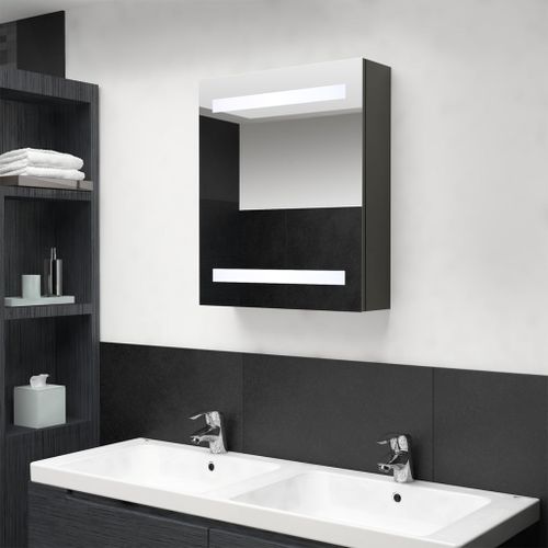 Armoire de salle de bain à miroir LED Anthracite 50x14x60 cm - Photo n°2; ?>
