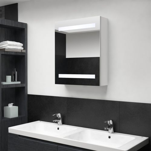 Armoire de salle de bain à miroir LED Blanc brillant 50x14x60cm - Photo n°2; ?>