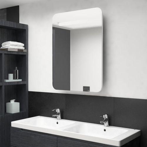 Armoire de salle de bain à miroir LED Blanc brillant 60x11x80cm - Photo n°2; ?>