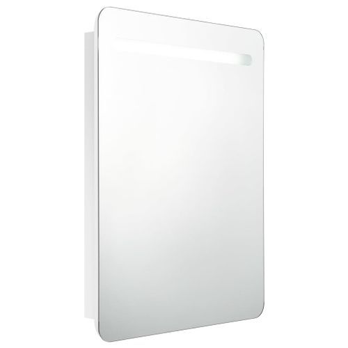 Armoire de salle de bain à miroir LED Blanc brillant 60x11x80cm - Photo n°3; ?>