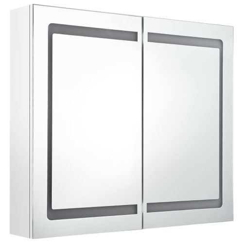 Armoire de salle de bain à miroir LED Blanc brillant 80x12x68cm - Photo n°3; ?>