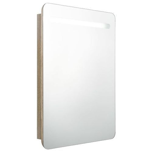 Armoire de salle de bain à miroir LED Chêne 60x11x80 cm - Photo n°3; ?>
