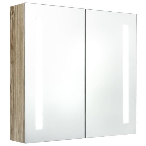 Armoire de salle de bain à miroir LED Chêne 62x14x60 cm - Photo n°3; ?>
