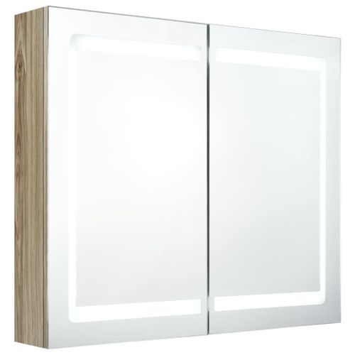 Armoire de salle de bain à miroir LED Chêne 80x12x68 cm - Photo n°3; ?>