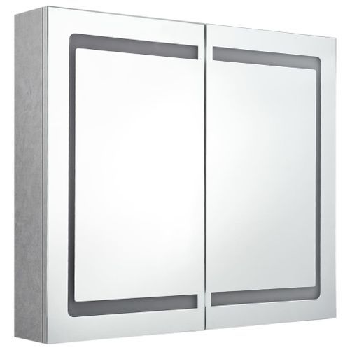 Armoire de salle de bain à miroir LED Gris béton 80x12x68 cm - Photo n°3; ?>