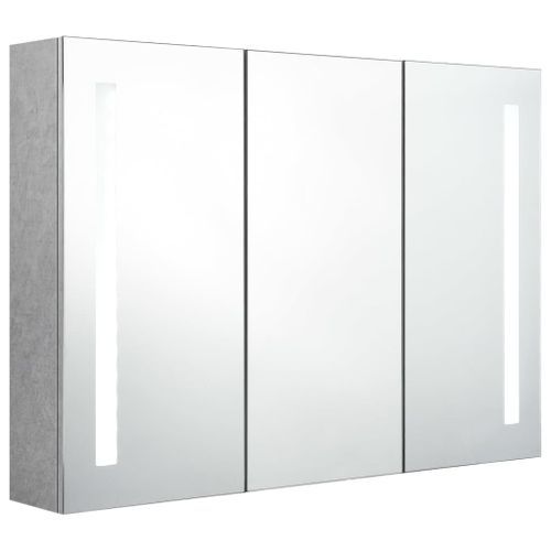 Armoire de salle de bain à miroir LED Gris béton 89x14x62 cm - Photo n°3; ?>