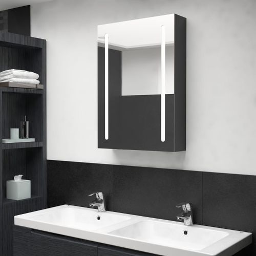 Armoire de salle de bain à miroir LED Noir brillant 50x13x70 cm 2 - Photo n°2; ?>