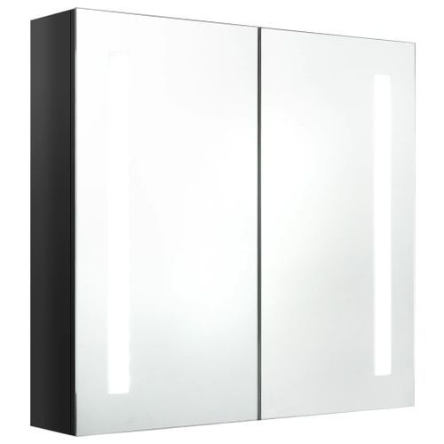 Armoire de salle de bain à miroir LED Noir brillant 62x14x60 cm - Photo n°3; ?>