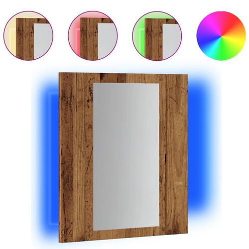 Armoire de salle de bain à miroir LED vieux bois 40x12x45 cm - Photo n°2; ?>