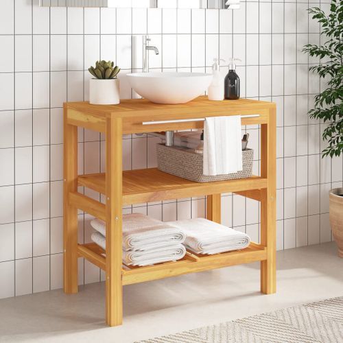 Armoire de salle de bain avec 2 étagères 74x45x75cm bois massif - Photo n°2; ?>