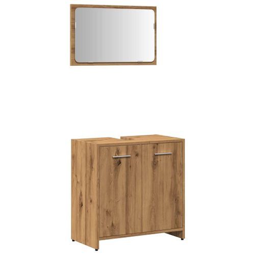 Armoire de salle de bain avec miroir chêne artisanal - Photo n°2; ?>