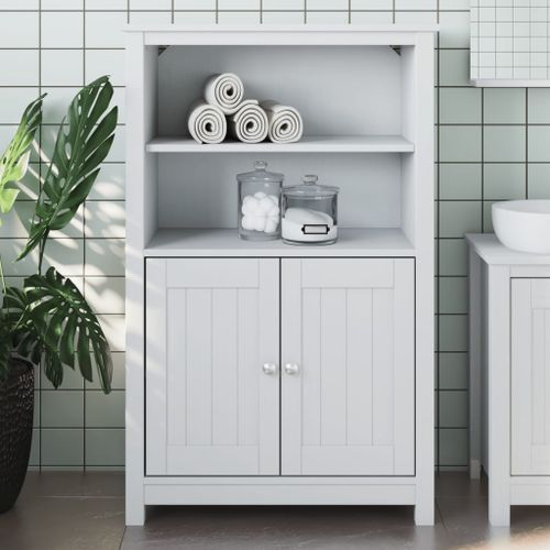 Armoire de salle de bain BERG blanc 69,5x34x110 cm pin massif - Photo n°2; ?>