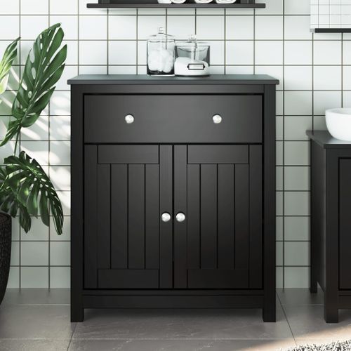 Armoire de salle de bain BERG noir 69,5x34x80 cm pin massif - Photo n°2; ?>