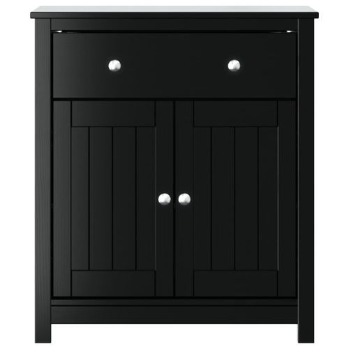 Armoire de salle de bain BERG noir 69,5x34x80 cm pin massif - Photo n°3; ?>