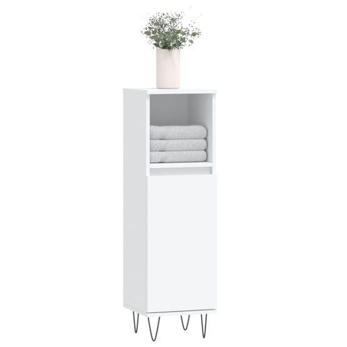 Armoire de salle de bain blanc 30x30x100 cm bois d'ingénierie - Photo n°3; ?>