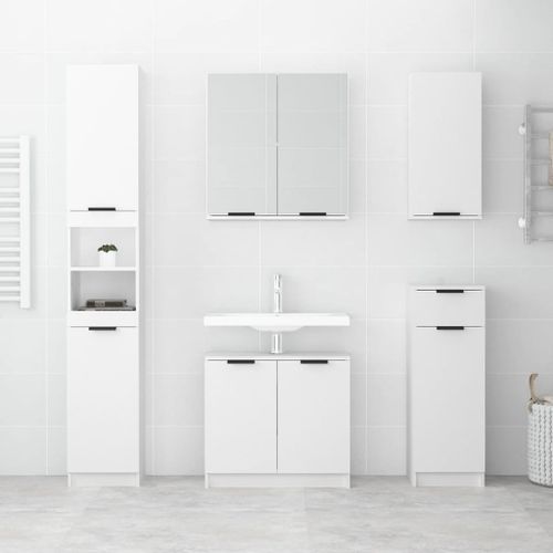 Armoire de salle de bain blanc 32x34x188,5 cm bois d'ingénierie - Photo n°3; ?>