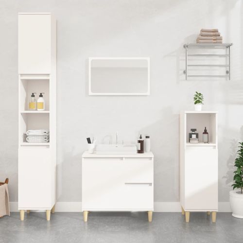 Armoire de salle de bain blanc 65x33x60 cm bois d'ingénierie - Photo n°2; ?>