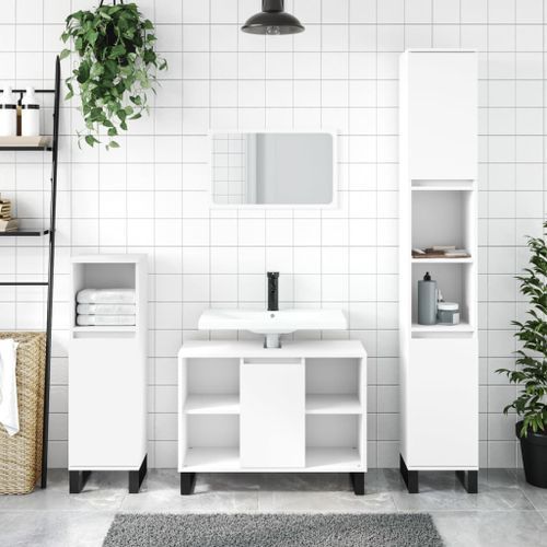 Armoire de salle de bain blanc 80x33x60 cm bois d'ingénierie - Photo n°2; ?>