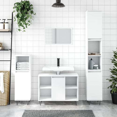 Armoire de salle de bain blanc 80x33x60 cm bois d'ingénierie - Photo n°2; ?>