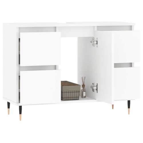 Armoire de salle de bain blanc 80x33x60 cm bois d'ingénierie - Photo n°3; ?>