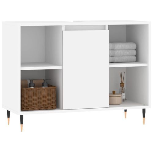 Armoire de salle de bain blanc 80x33x60 cm bois d'ingénierie - Photo n°3; ?>