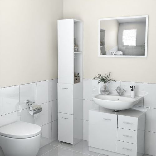 Armoire de salle de bain Blanc brillant 25x25x170 cm - Photo n°2; ?>