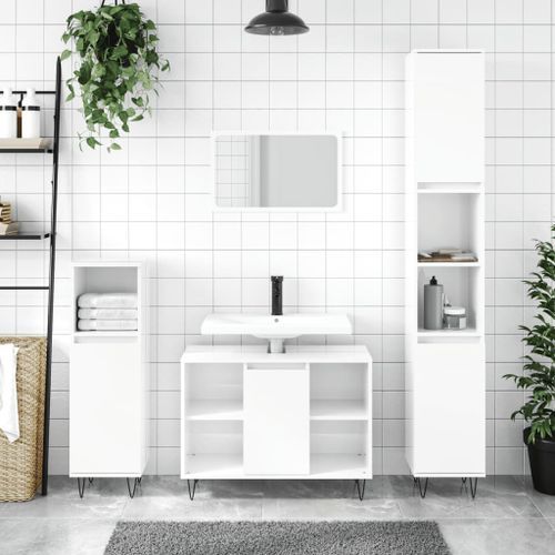 Armoire de salle de bain blanc brillant 30x30x100 cm - Photo n°2; ?>