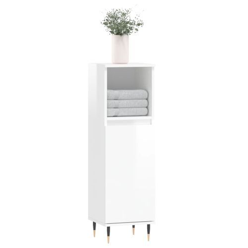 Armoire de salle de bain blanc brillant 30x30x100 cm - Photo n°3; ?>