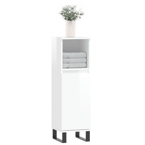 Armoire de salle de bain blanc brillant 30x30x100 cm - Photo n°3; ?>