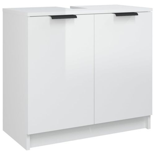 Armoire de salle de bain Blanc brillant 64,5x33,5x59 cm - Photo n°2; ?>